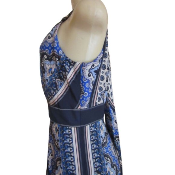 Eliza J Boho Scarf Print Halter Crepe De Chine Maxi Dress in Size 4 - Picture 7 of 9